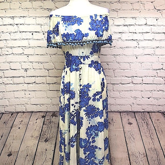 Z & L Europe Blue Floral Boho Maxi Dress - Picture 4 of 16